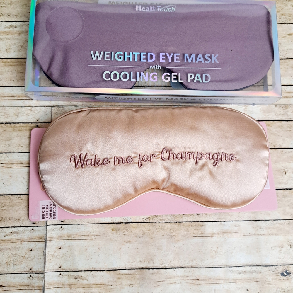 Lot of 2 HealthTouch Weighted Eye Mask with Cooling Gel Pad & Satin Sleep Mask